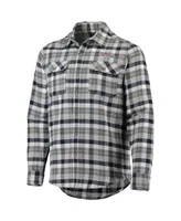 Men's Antigua Navy and Gray Washington Capitals Ease Plaid Button-Up Long Sleeve Shirt