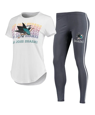 Women's Concepts Sport White, Charcoal San Jose Sharks Sonata T-shirt and Leggings Set