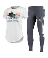 Women's Concepts Sport White, Charcoal San Jose Sharks Sonata T-shirt and Leggings Set
