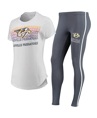 Women's Concepts Sport White, Charcoal Nashville Predators Sonata T-shirt and Leggings Set