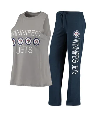 Women's Concepts Sport Gray, Navy Winnipeg Jets Meter Tank Top and Pants Sleep Set