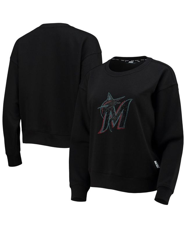 Women's Dkny Sport Black Miami Marlins Carrie Pullover Sweatshirt