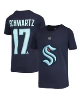 Big Boys Jaden Schwartz Deep Sea Blue Seattle Kraken Name and Number T-shirt