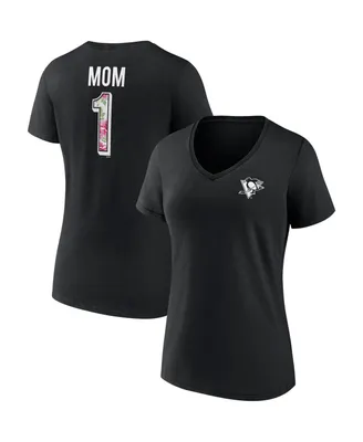 Women's Fanatics Black Pittsburgh Penguins Team Mother's Day V-Neck T-shirt