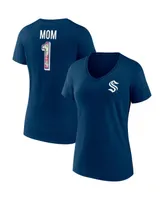 Women's Fanatics Deep Sea Blue Seattle Kraken Team Mother's Day V-Neck T-shirt