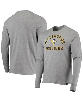 Men's '47 Heathered Gray Pittsburgh Penguins Varsity Arch Super Rival Long Sleeve T-shirt