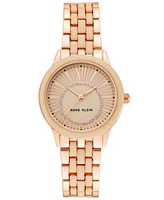 Anne Klein Women's Rose Gold-Tone Mixed Metal with Blush Enamel Link Bracelet Watch, 32mm