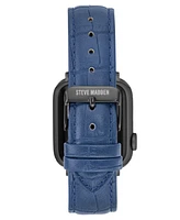 Steve Madden Women's Blue Crocograin Faux Leather Band designed for Apple Watch 42mm (Series 1-3 only) & 44/45/46/49mm (Ultra & Ultra 2)