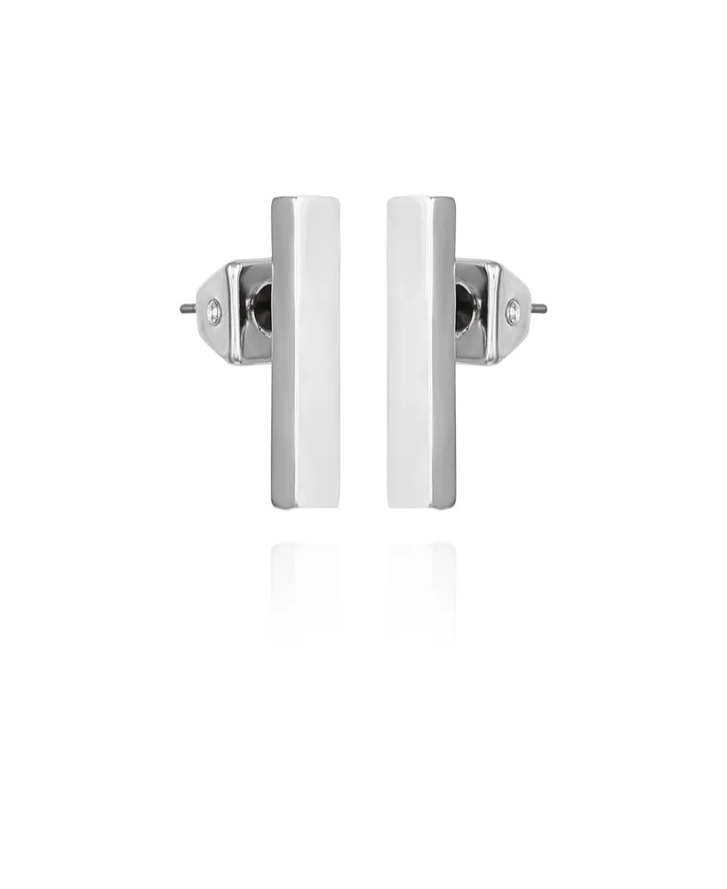 Vince Camuto Silver-Tone Rectangle Bar Stud Earrings