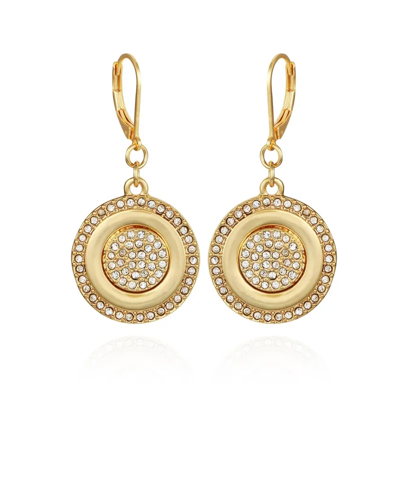 Vince Camuto Gold-Tone Pave Stone Coin Drop Earrings - Gold