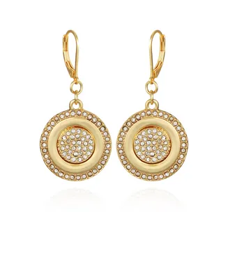 Vince Camuto Gold-Tone Pave Stone Coin Drop Earrings - Gold
