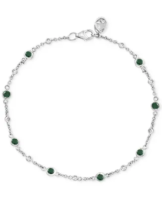 Effy Sapphire & Diamond Link Bracelet Sterling Silver. (Also available Ruby, Emerald and Pink Sapphire)