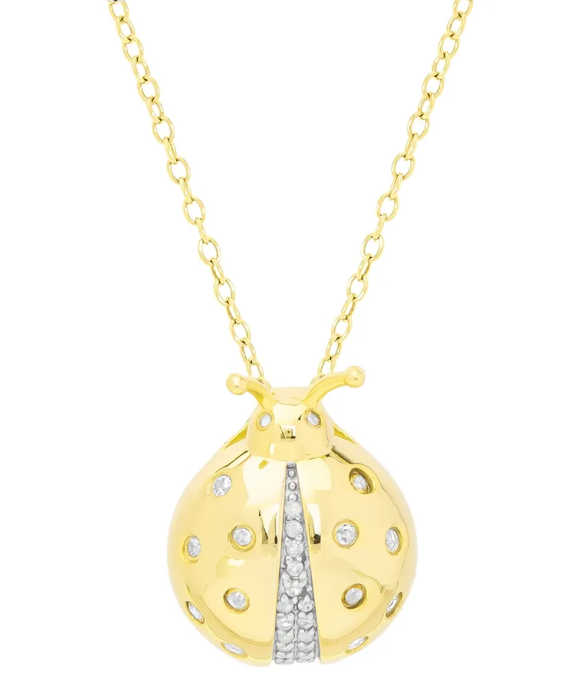 Diamond Ladybug 18" Pendant Necklace (1/5 ct. t.w.) in 14k Gold-Plated Sterling Silver