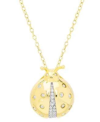 Diamond Ladybug 18" Pendant Necklace (1/5 ct. t.w.) in 14k Gold-Plated Sterling Silver - Gold