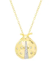 Diamond Ladybug 18" Pendant Necklace (1/5 ct. t.w.) in 14k Gold-Plated Sterling Silver