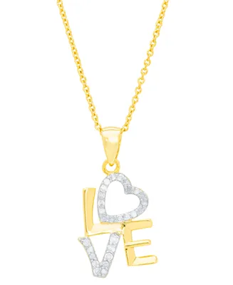 Diamond "Love" 18" Pendant Necklace (1/6 ct. t.w.) in 14k Gold-Plated Sterling Silver - Gold