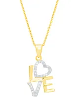 Diamond "Love" 18" Pendant Necklace (1/6 ct. t.w.) in 14k Gold-Plated Sterling Silver - Gold