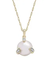 Cultured Freshwater Pearl with Diamond Accent Fashion Pendant Necklace in 14K Yellow Gold