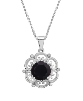 Onyx (7mm) Flower Pendant Necklace