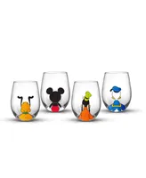 JoyJolt Disney Mickey Mouse & Friends Squad Stemless Drinking Glasses, Set of 4