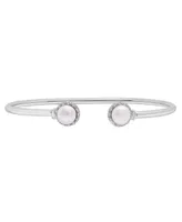 Cultured Freshwater Pearl (6mm) & Diamond (1/10ct. tw.) Open Bangle in Sterling Silver