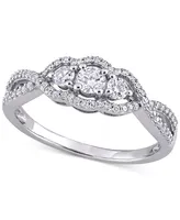 Diamond Three Stone Engagement Ring (1/2 ct. t.w.) 14k White Gold