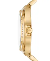 Michael Kors Women's Lennox Three-Hand Black and Gold-Tone Stainless Steel Bracelet Watch 43mm - Gold