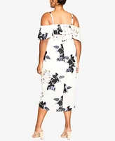 City Chic Women's Cream Floral Dress