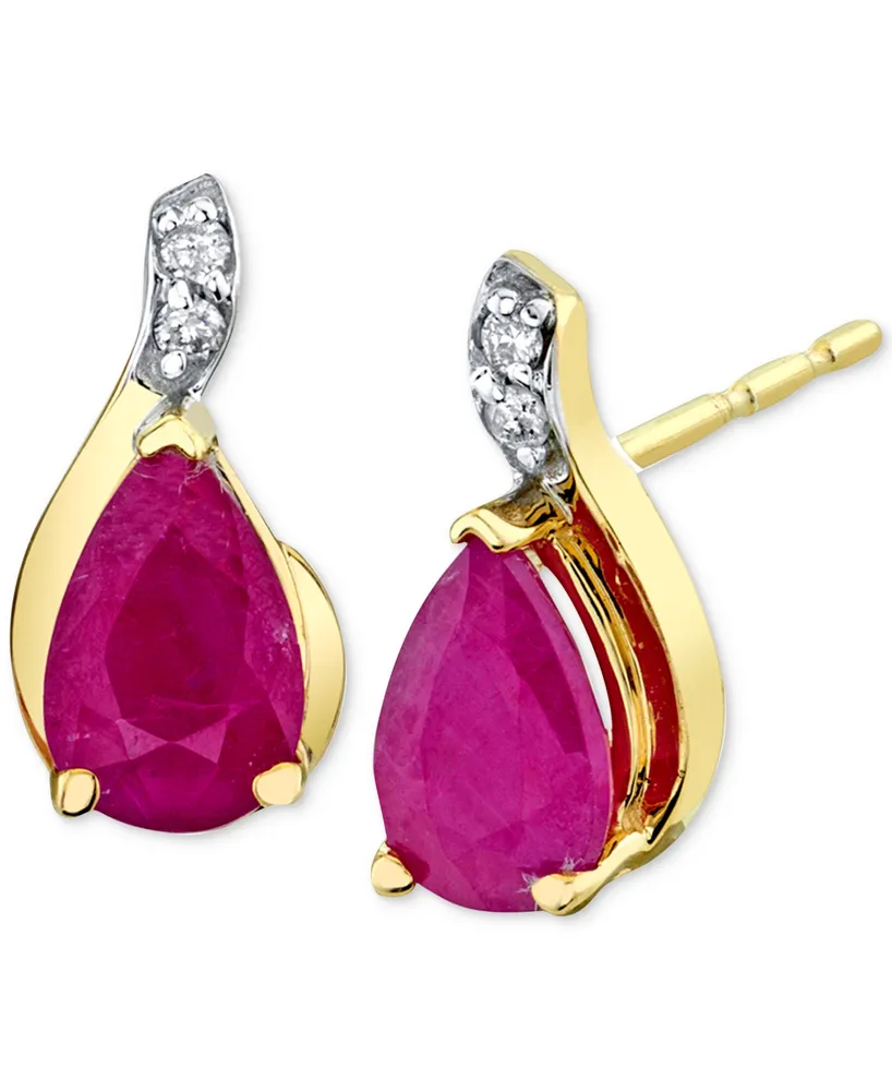 Ruby (1 ct. t.w.) & Diamond Accent Pear Stud Earrings in 14k Gold