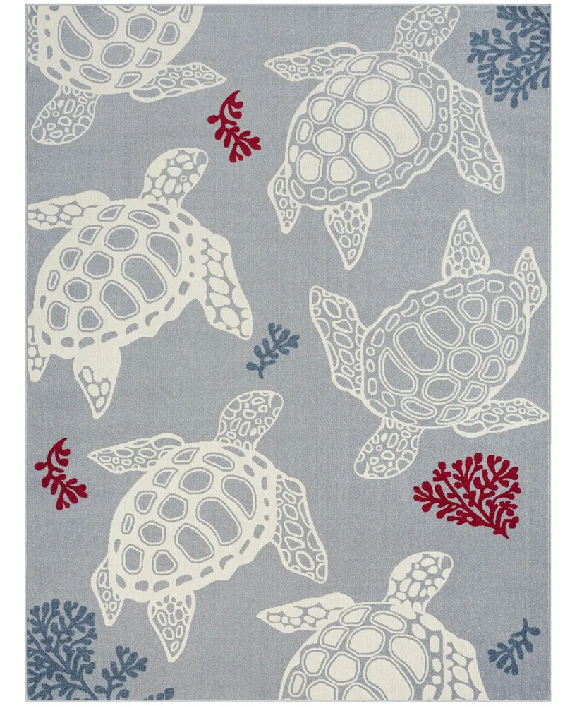 Global Rug Designs Aquatic Sea Turtle 10294 5'2" x 7'2" Outdoor Area Rug