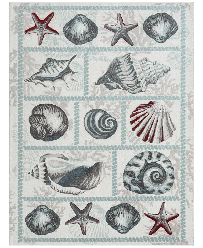Global Rug Designs Aquatic Sea Shells 13679 7'10" x 10'2" Outdoor Area Rug