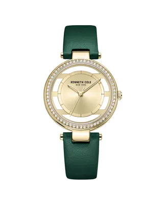 Kenneth Cole New York Women's Transparency Green Genuine Leather Strap Watch 34mm