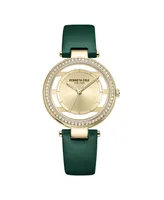 Kenneth Cole New York Women's Transparency Green Genuine Leather Strap Watch 34mm