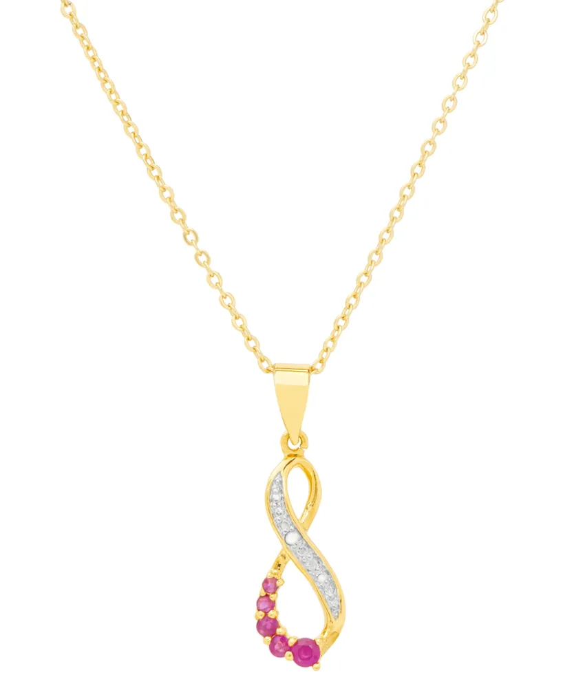 Lab-grown Ruby Infinity 18" Pendant Necklace (1/8 ct.t .w.) in Sterling Silver & 14k Gold-Plate