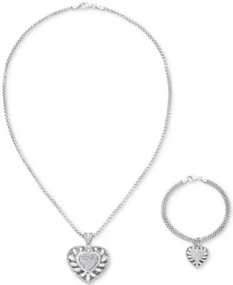 Diamond Puffed Heart Jewelry Collection In Sterling Silver