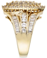 Diamond Round & Baguette Navette Cluster Ring (3 ct. t.w.) in 14k Gold