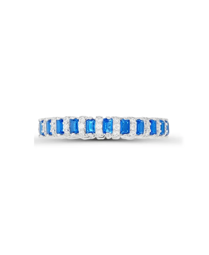 Spinel and Cubic Zirconia Sterling Silver Eternity Band Ring