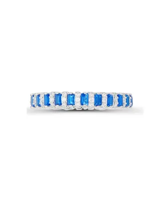 Spinel and Cubic Zirconia Sterling Silver Eternity Band Ring