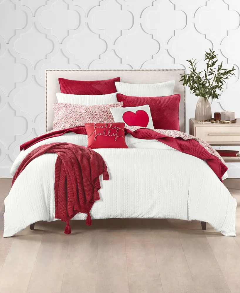 Charter Club Damask Designs Cable Knit 3-Pc. Duvet Cover Set, Full/Queen, Created for Macy's