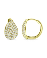 Giani Bernini Pave Teardrop Cubic Zirconia Huggie Hoop Earrings, Sterling Silver or 18K Gold over