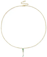 Sapphire (3/4 ct. t.w.) & Diamond (1/6 Triple Halo Lariat Necklace Gold-Plated Silver, 16" + 2" extender (Also Ruby Emerald)