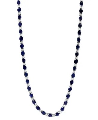 Effy Sapphire (12-3/4 ct. t.w.) & Diamond (1/5 ct. t.w.) 18" Collar Necklace in Sterling Silver.