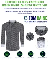 Men's Slim Fit Performance Long Sleeve Geometric Dress Shirt