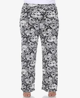 White Mark Plus Floral Paisley Palazzo Pants