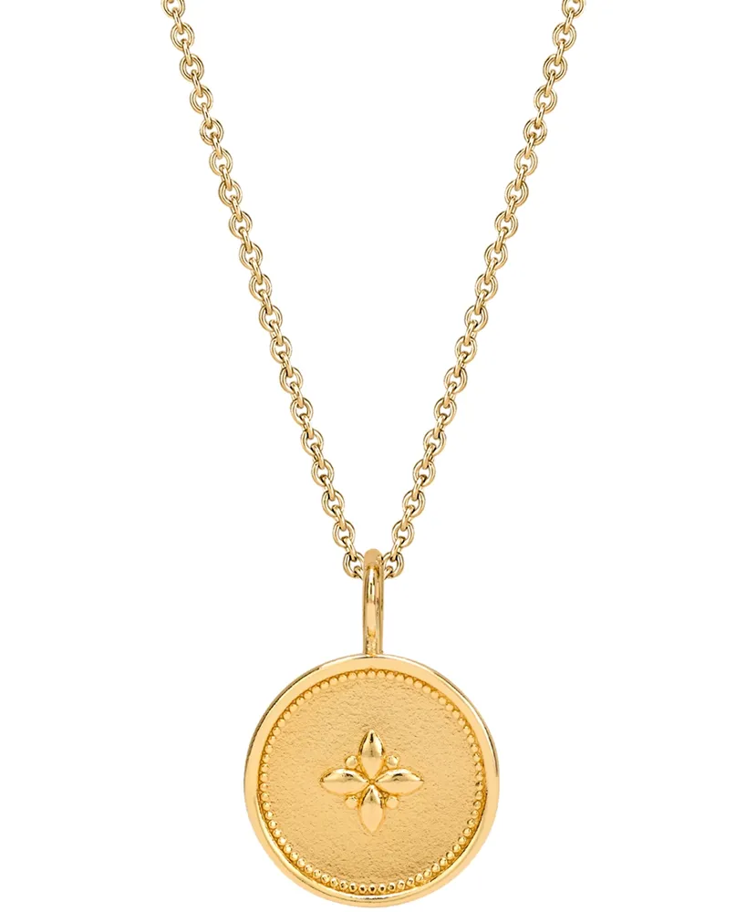 Sarah Chloe Flower Disc 18" Pendant Necklace in 14k Gold-Plated Sterling Silver