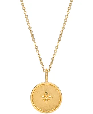 Sarah Chloe Flower Disc 18" Pendant Necklace in 14k Gold-Plated Sterling Silver