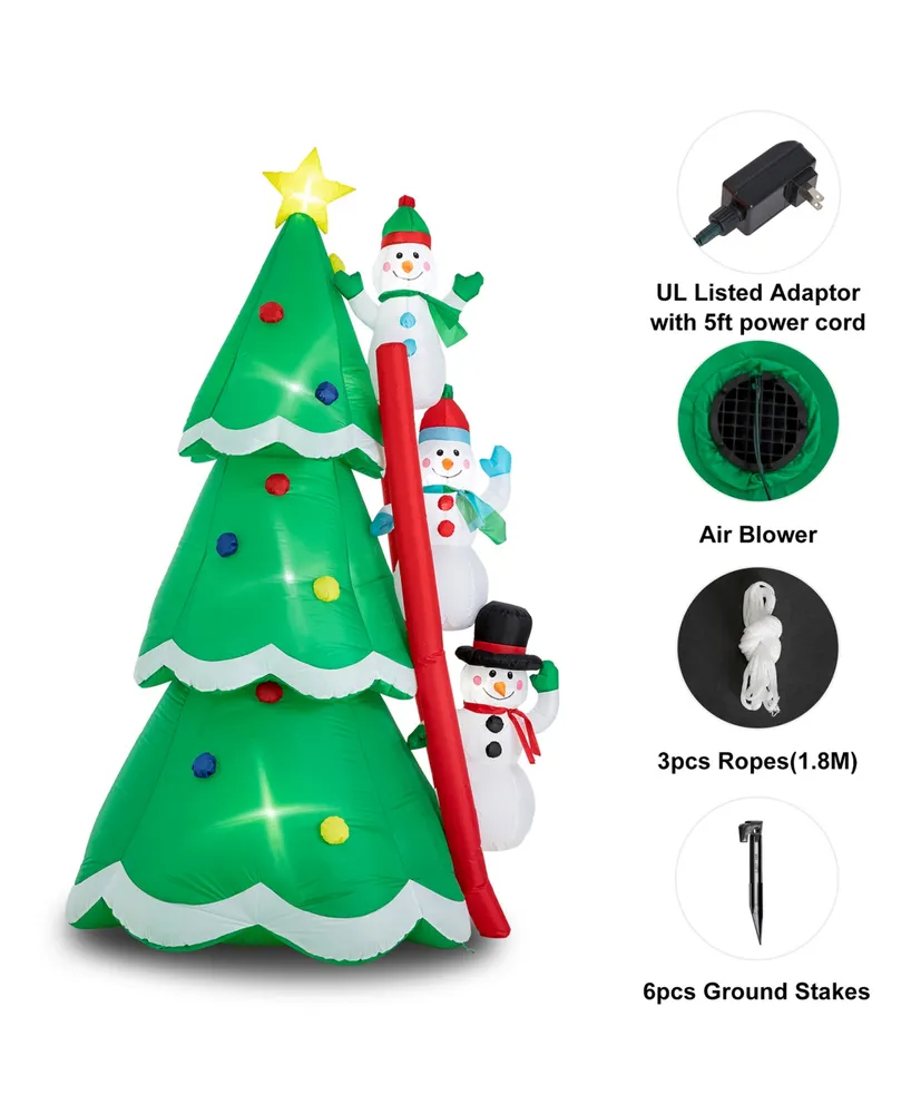 Glitzhome 8' Lighted Inflatable Xmas Snowman Climbing Up Tree Decor