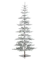 Glitzhome 9' Deluxe Pre-Lit Flocked Pine Artificial Christmas Tree with 650 Warm White Lights