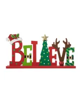 Glitzhome 14" Wooden Christmas Believe Table Decor