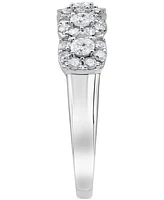 Diamond Cushion Shape Halo Cluster Ring (1 ct. t.w.) in 14k White Gold or 14k gold & rhodium